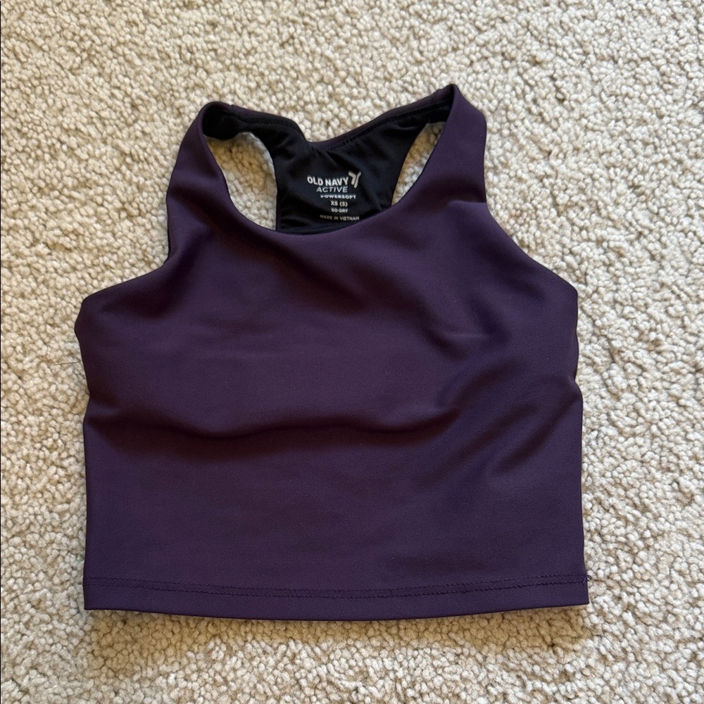 Old Navy Girls Dark Purple active Crop Top racerback style